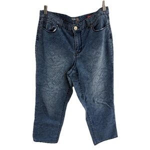 STYLE & CO WOMENS JEANS‎ SIZE 12 SLIM LEG MEDIUM WASH MID RISE DENIM GEOMETRIC
